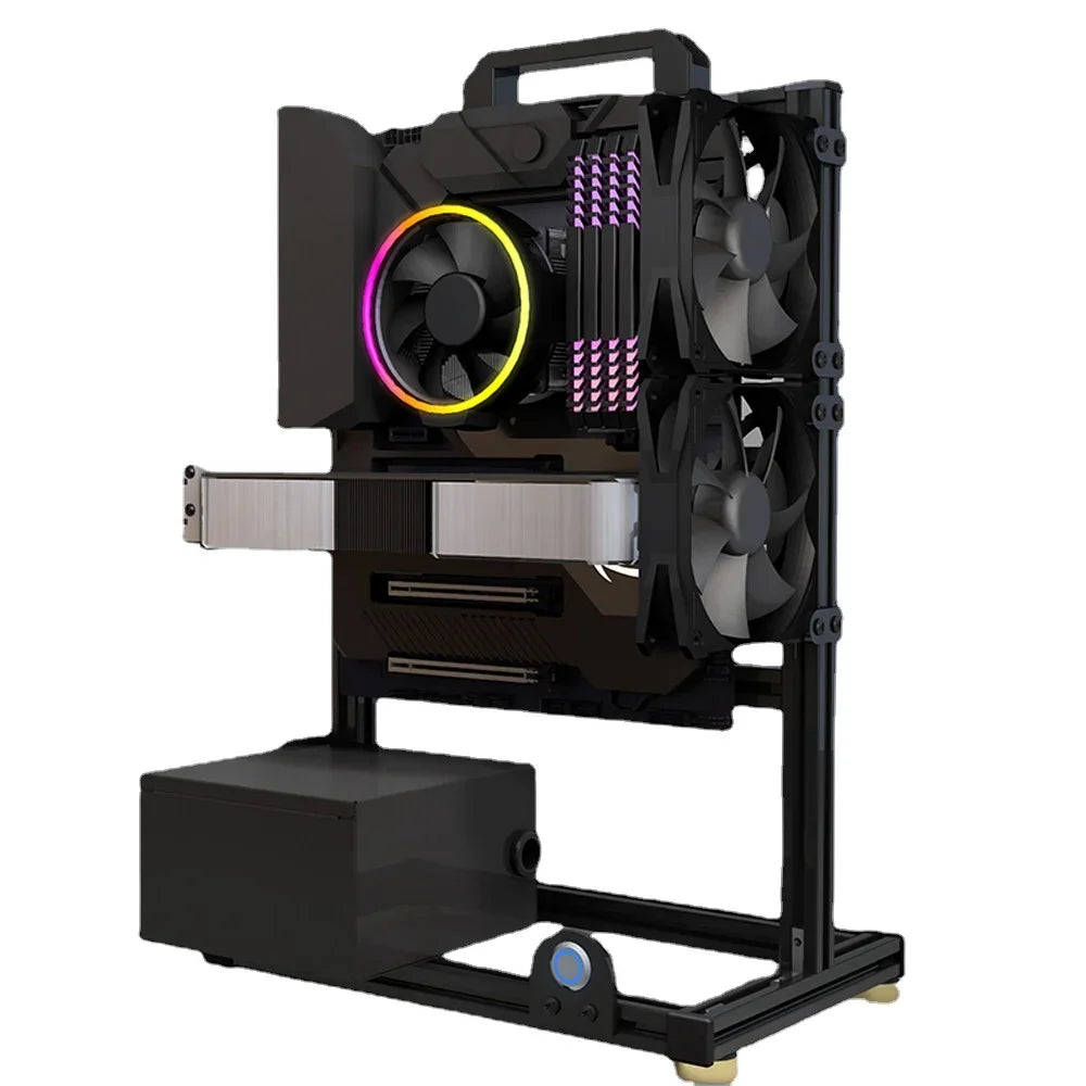 Cynzo Open Frame PC Case – ITX/MATX/ATX/E-ATX, Aluminum Alloy, DIY Gaming Chassis, Water Cooling Support