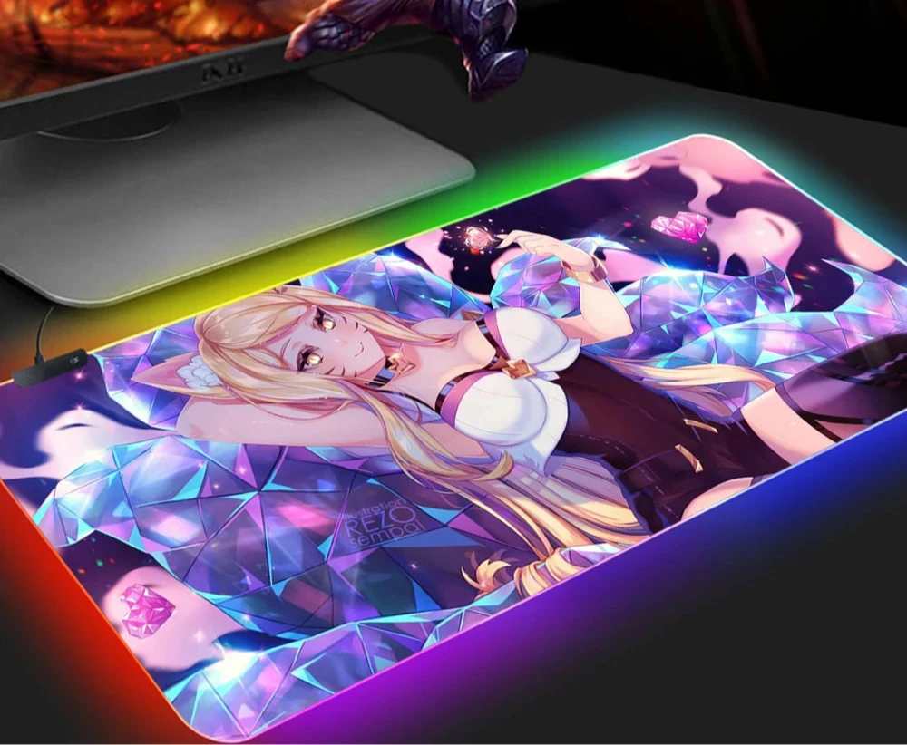 KDA Ahri RGB Gaming Mouse Pad - LED Backlit Mat (250 x 350 x 4mm)