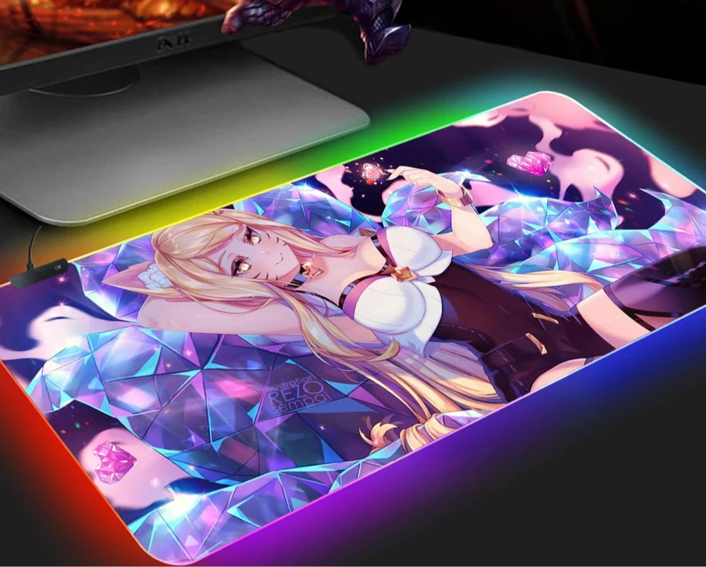 KDA Ahri RGB Gaming Mouse Pad - LED Backlit Mat (300 x 700 x 4mm)