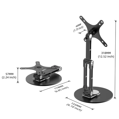 UPERFECT VESA Monitor Desk Mount Single Monitor Stands Freestanding fits 10'' to 18.5'' Computer Screen With Height Adjustable