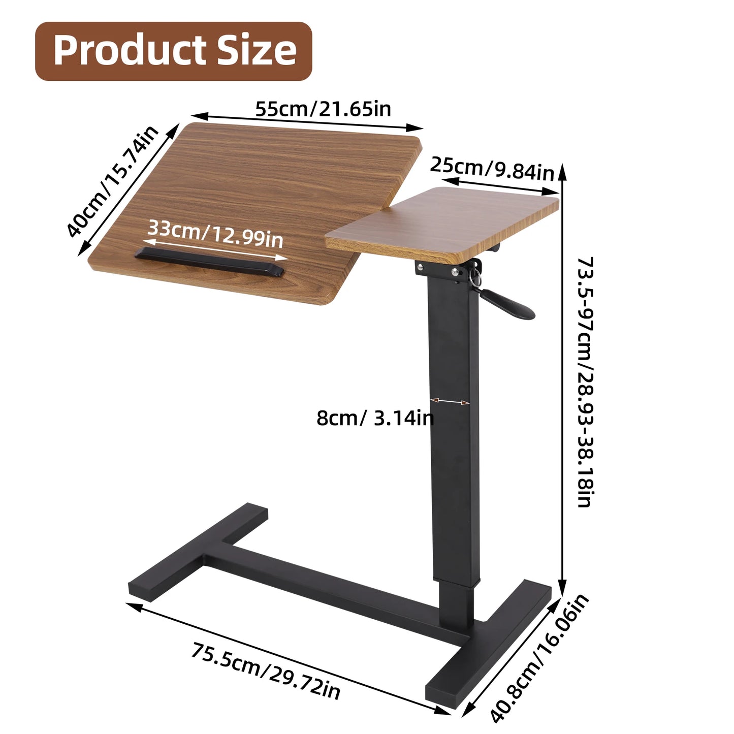 Adjustable Overbed Table with Wheels – Split Bedside Laptop & Standing Desk