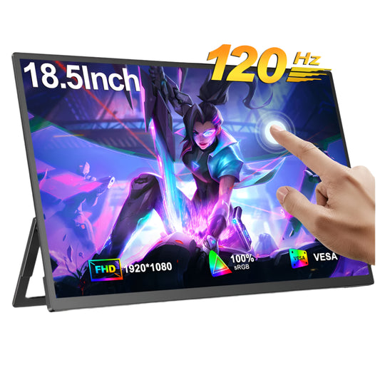 UPERFECT 18.5" Touch Screen Portable Gaming Monitor – 120Hz, Type-C, HDMI, Holder Stand