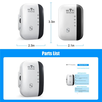 300Mbps Wireless WiFi Repeater & Signal Booster – 2.4GHz Range Extender