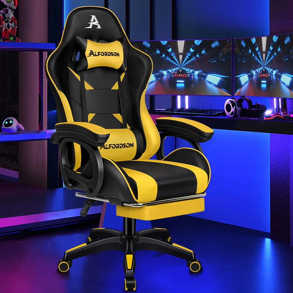 Alfordson Gaming Office Chair – Racing-Style Ergonomic Massage Chair with Footrest