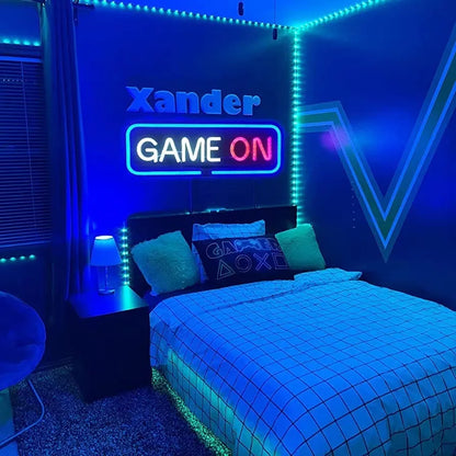 Game on Gamer LED Sign USB Powered Game Player LED Neon Sign for Wall Decor Game Room Decor Area Man Cave Pub Gift for Boys