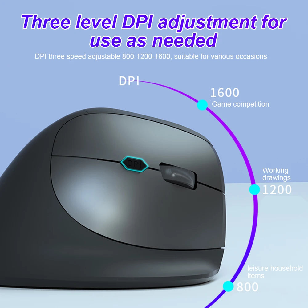 1600DPI Rechargeable Wireless & Bluetooth Ergonomic Mouse