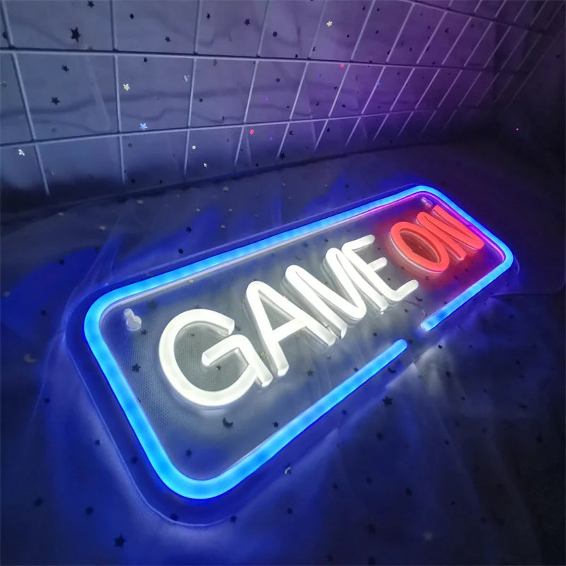 Game on Gamer LED Sign USB Powered Game Player LED Neon Sign for Wall Decor Game Room Decor Area Man Cave Pub Gift for Boys