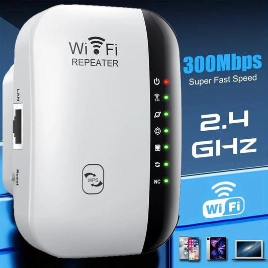 300Mbps Wireless WiFi Repeater & Signal Booster – 2.4GHz Range Extender