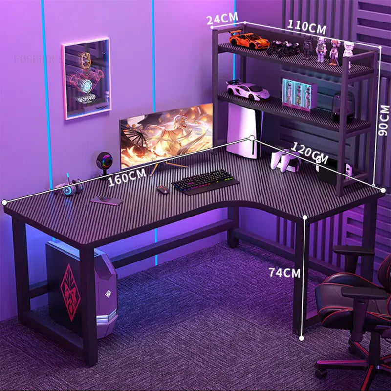 Modern L-Shaped Corner Gaming Desk - Wooden Desktop Computer Table for Home & Office