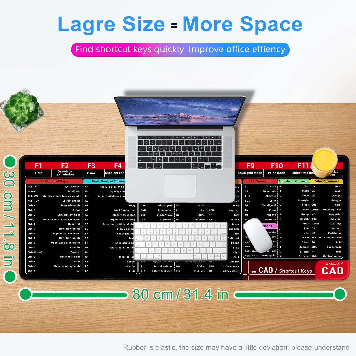 EXCO AutoCAD Shortcuts Mouse Pad – Large Extended Non-Slip Desk Mat