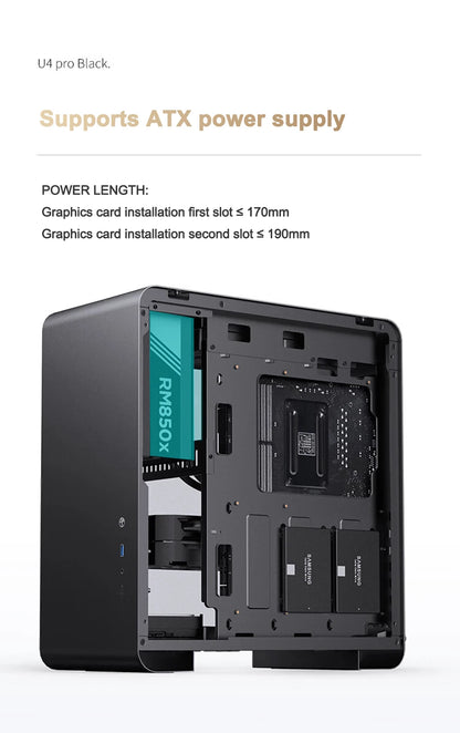 JONSBO U4 Pro MESH ATX Case Black/White All Aluminum Small Desktop Computer Chassis For 240 Water Cooler 280-330mm Graphics Card
