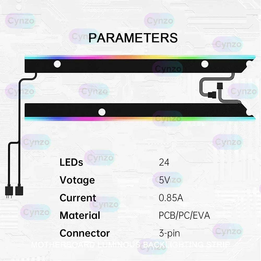 Cynzo ARGB Motherboard IO Atmosphere Backlight – AURA SYNC Illuminated ATX/MATX Desktop Strip