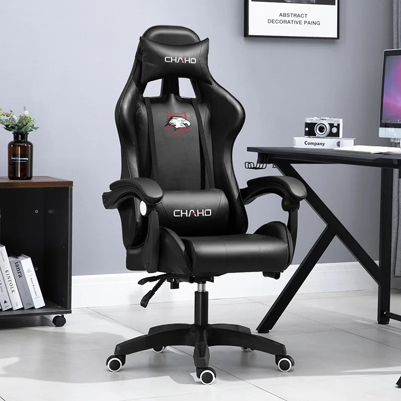 Ergonomic Gaming Chair - PU Leather Office Swivel Chair with RGB, Bluetooth & Footrest