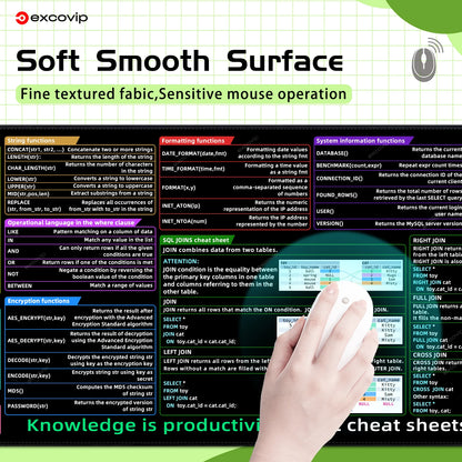 EXCO SQL Programming Mouse Pad – Large 900x300mm Cheat Sheet Desk Mat, Non-Slip Rubber Base, Stitched Edge