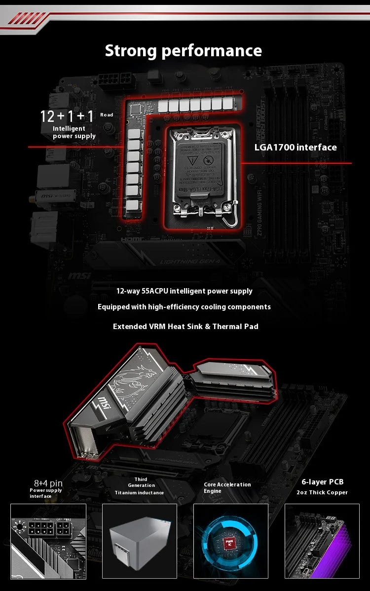 MSI Z790 GAMING PLUS WIFI Motherboard – LGA 1700, PCIe 5.0, 256GB DDR5, M.2 SATA, HDMI 2.1