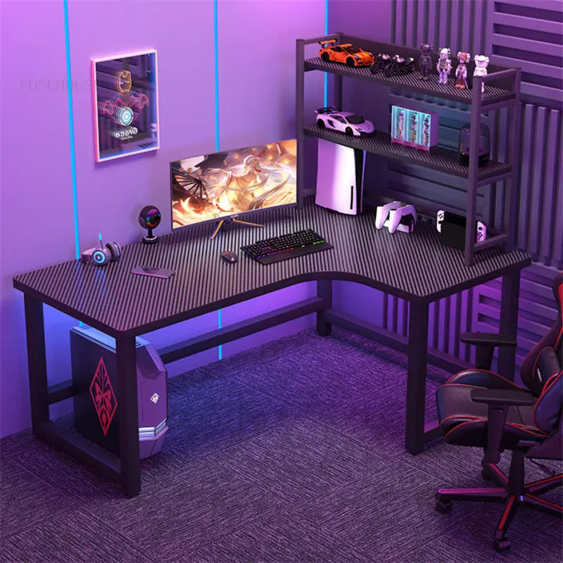 Modern L-Shaped Corner Gaming Desk - Wooden Desktop Computer Table for Home & Office