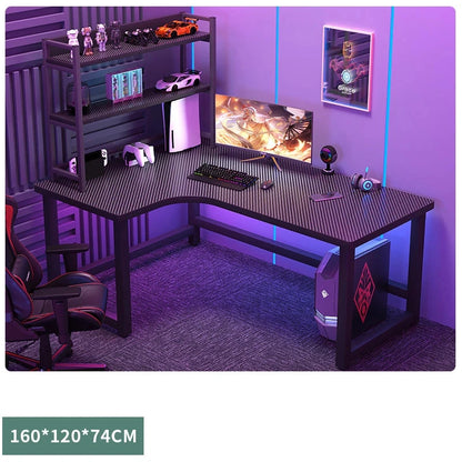 Modern L-Shaped Corner Gaming Desk - Wooden Desktop Computer Table for Home & Office