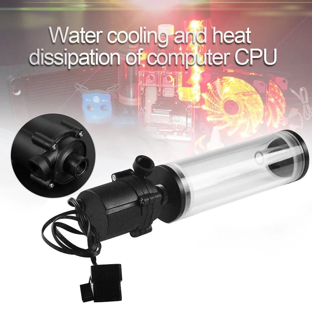 G1/4 Thread 160mm Cylinder Water Tank + SC600 Pump – 12V 800L/h PC Water Cooling Kit for CPU & Radiator