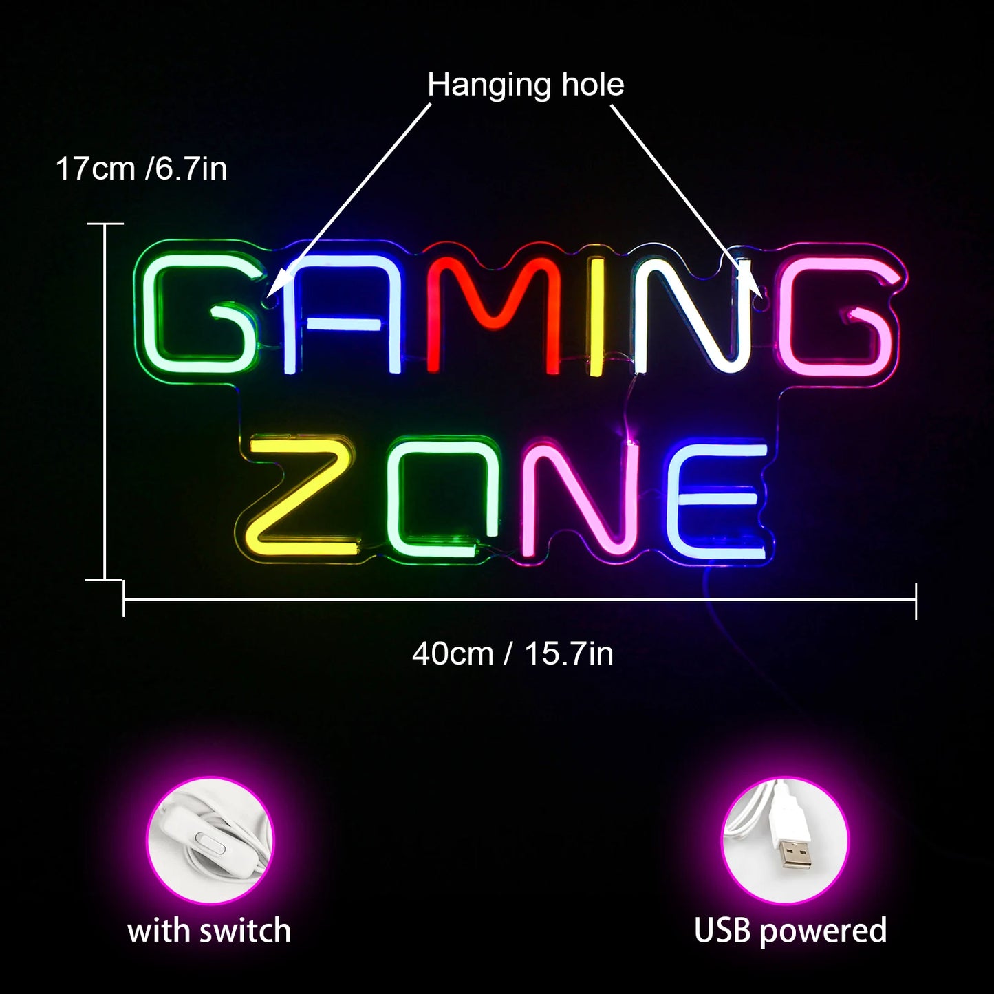 Game Room Neon Sign LED Wall Decor USB Powered  Acrylic For Gaming Lighting Bedroom Bedside Wall Decor Gamer Party Birthday Gift