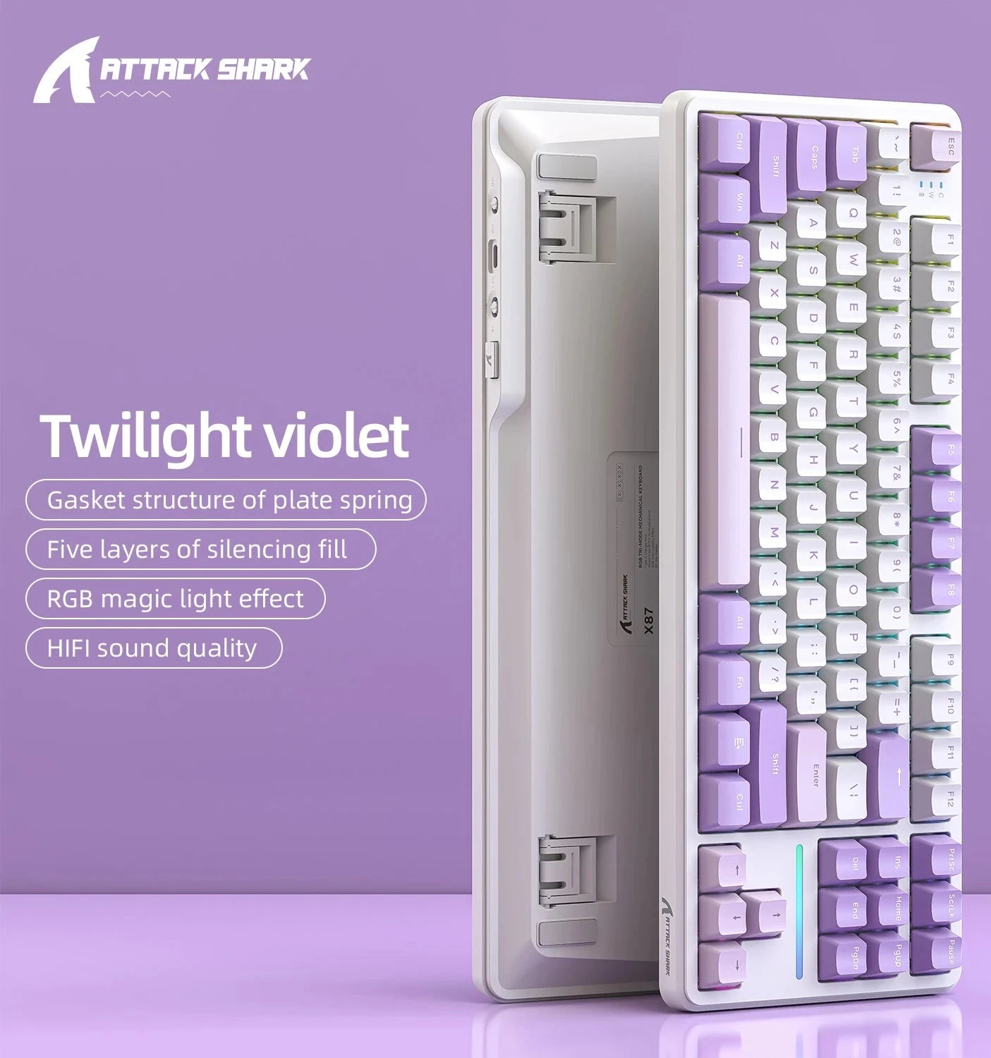 Attack Shark X87 Wireless Mechanical Gaming Keyboard – RGB, Hot-Swappable Banana Switches, 87 Keys