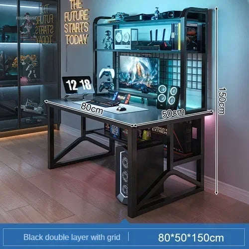 E-sports Gaming Table and Chair Combination Nordic Desktop Computer Desks Simple Home Bedroom Bookshelf Integrated Student Desk