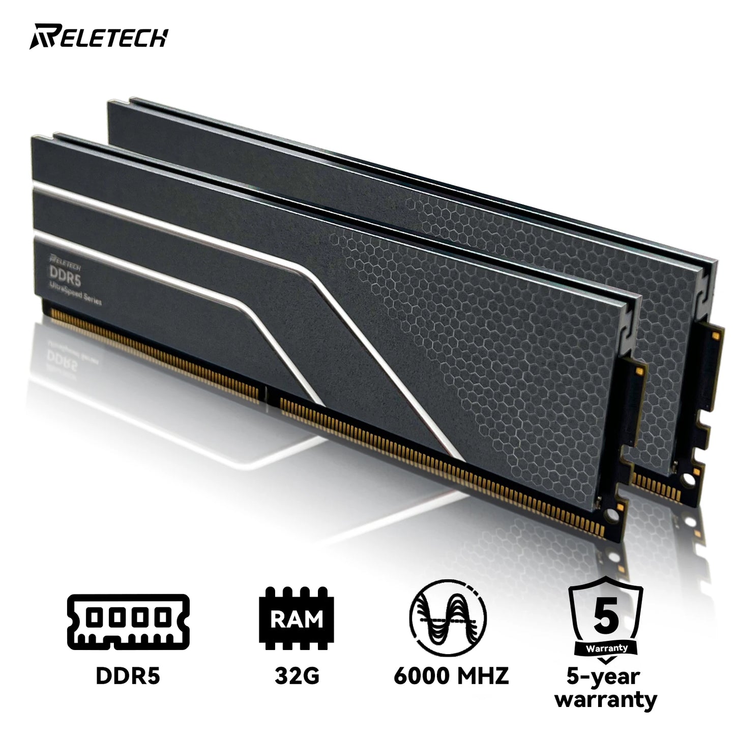 Reletech 32GB DDR5 RAM (2x16GB) – 6000MHz CL42, Intel XMP & AMD EXPO, Overclocking Gaming Memory