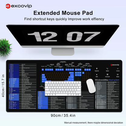 EXCO Mac OS & Windows Shortcuts Mouse Pad – Large Non-Slip Desk Mat