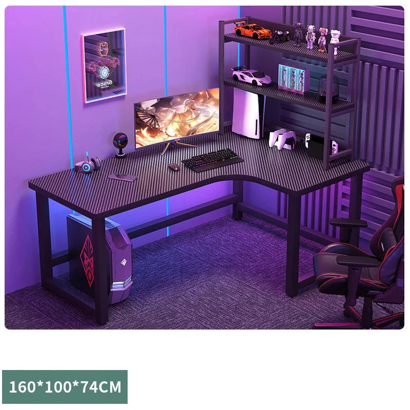 Modern L-Shaped Corner Gaming Desk - Wooden Desktop Computer Table for Home & Office