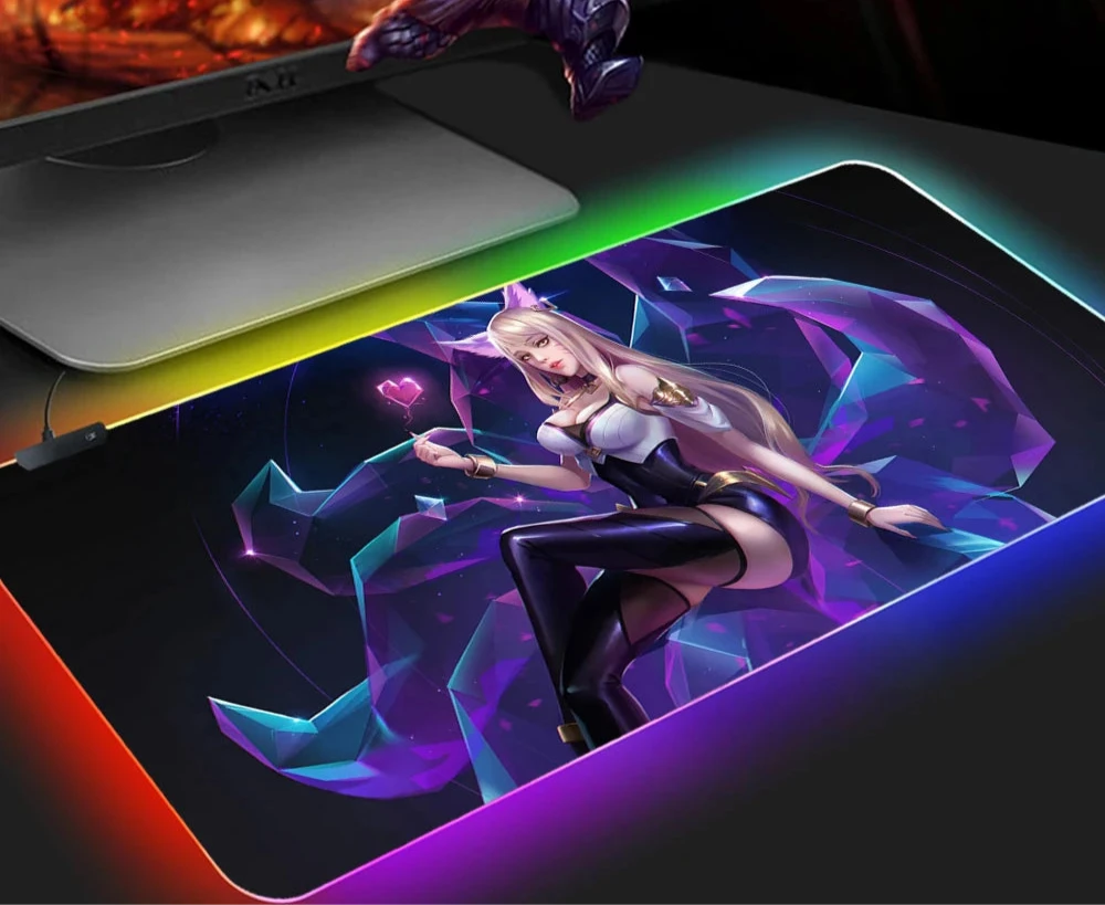 KDA Ahri RGB Gaming Mouse Pad - LED Backlit Mat (250 x 350 x 4mm)