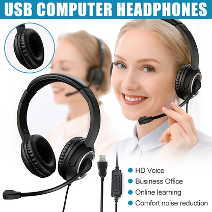 Wired USB Headset with Noise Cancelling Microphone – Call Center & Gaming