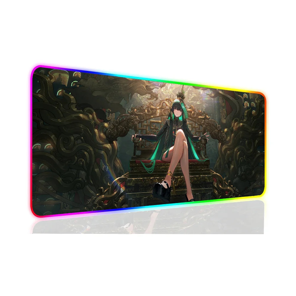 Punishing Gray Raven XXL RGB Gaming Mouse Pad - Large LED Gamer Mat