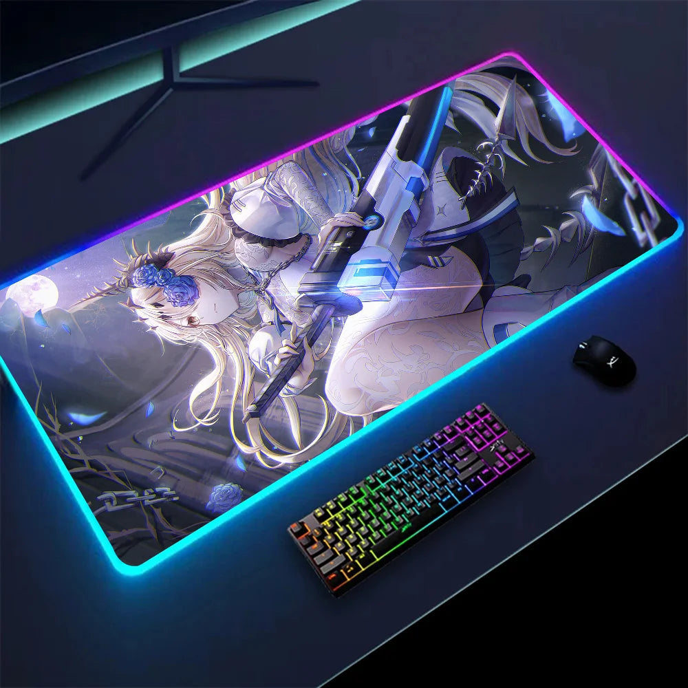 Punishing Gray Raven XXL RGB Gaming Mouse Pad - Large LED Gamer Mat