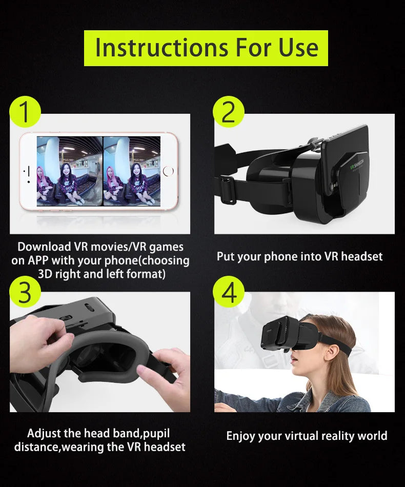 VR Glasses Virtual Reality Headset Viar Devices Helmet 3D Lenses Smart Goggles For Smartphones Phone Mobile Gogle Game Accessory