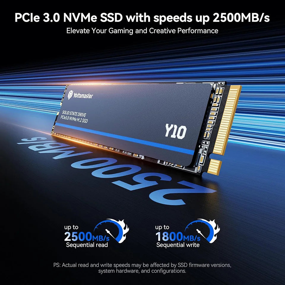 Yottamaster Y10 256GB NVMe SSD – M.2 2280 PCIe 3.0, 2500MB/s Read, 1800MB/s Write, Gaming & PC Upgrade