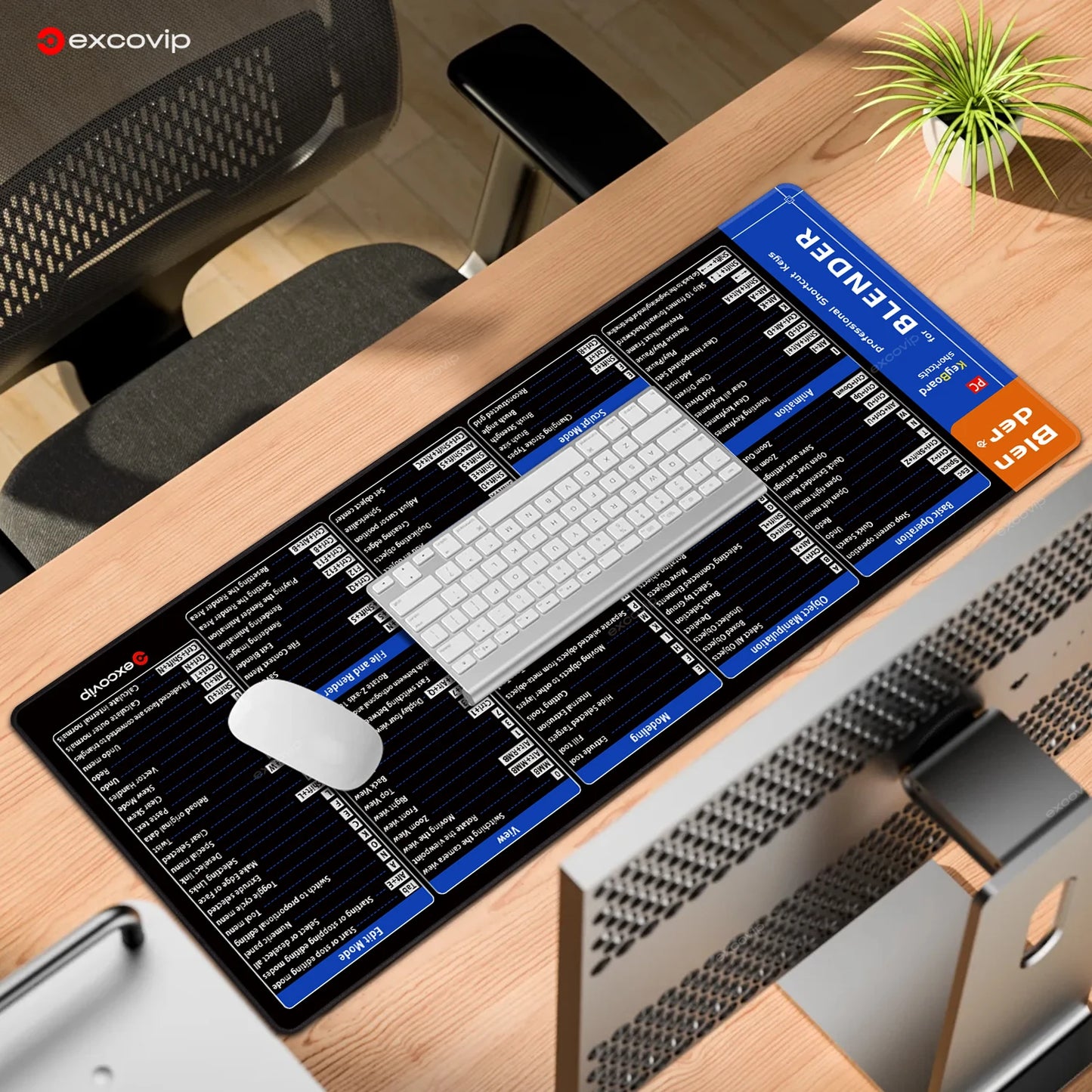 EXCO Blender 3D Modeling Shortcuts Mouse Pad – Large Non-Slip Desk Mat