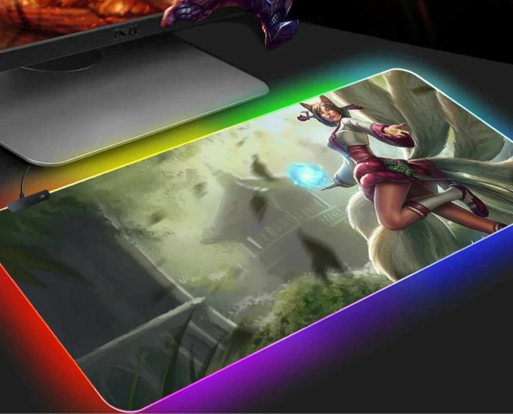 KDA Ahri RGB Gaming Mouse Pad - LED Backlit Mat (300 x 700 x 4mm)