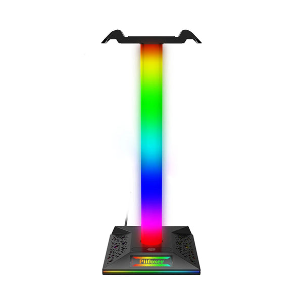 RGB Gaming Headphone Stand – USB Hub, Rhythm Light, Alloy Desk Display Holder for Headsets