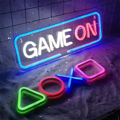 Game on Gamer LED Sign USB Powered Game Player LED Neon Sign for Wall Decor Game Room Decor Area Man Cave Pub Gift for Boys