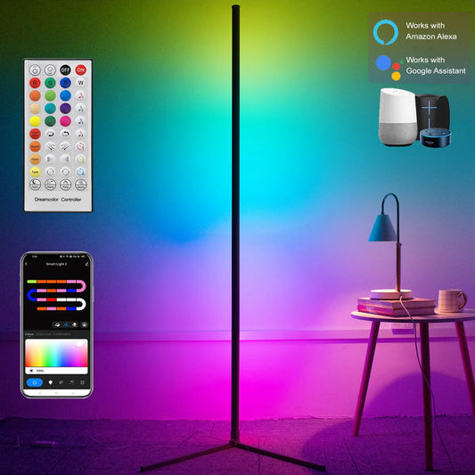 160cm Smart Floor Lamp - Dimmable RGB LED Modern Lighting