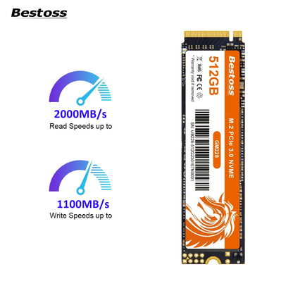 Bestoss NVMe M.2 SSD – 256GB/1TB, PCIe 3.0 x4, High-Speed Internal SSD for Laptops & Gaming PCs