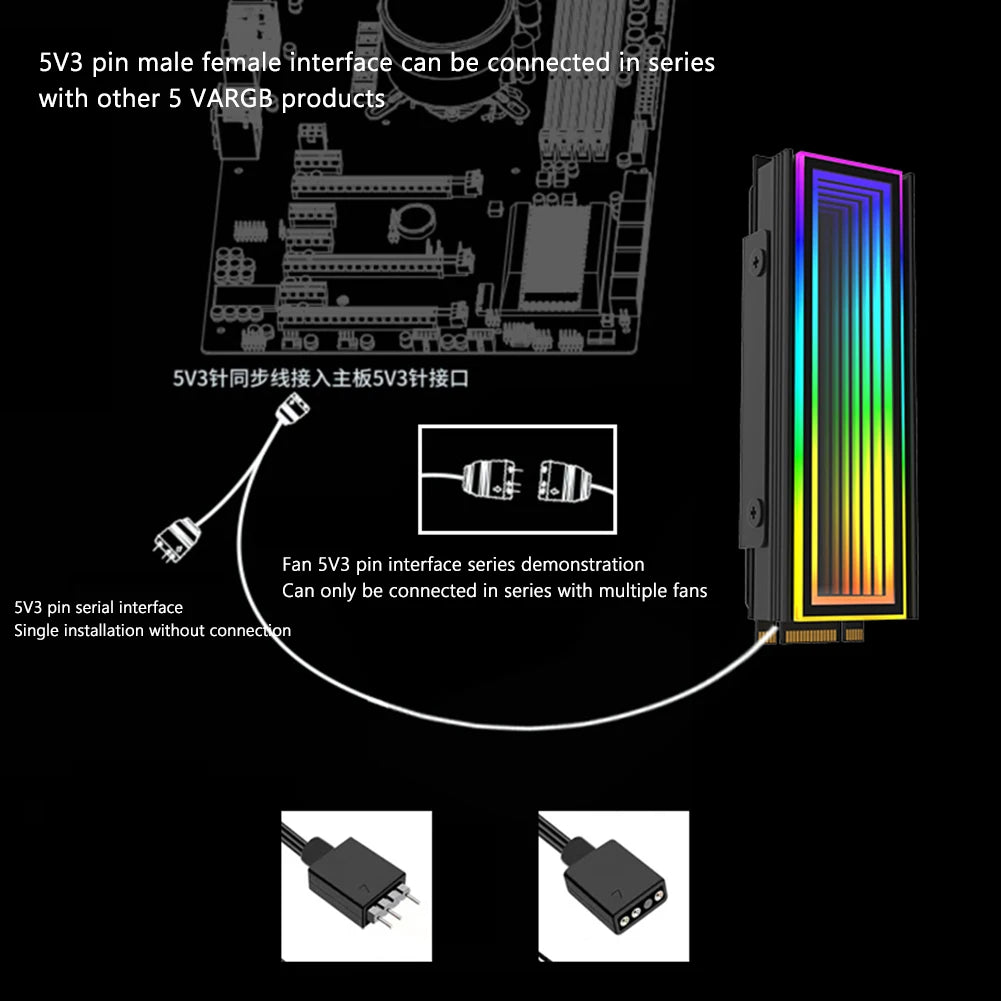 M.2 NVMe SSD Cooler – 5V 3PIN ARGB Radiator, Aluminum Alloy Heat Sink, AURA Sync for M.2 2280