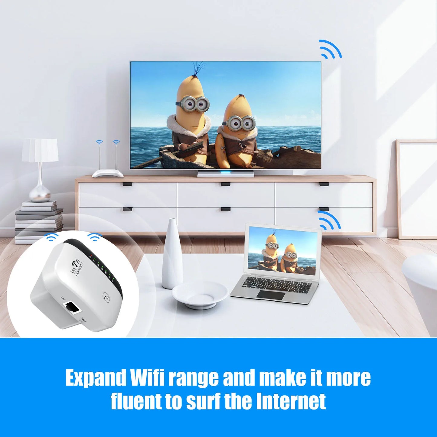 300Mbps Wireless WiFi Repeater & Signal Booster – 2.4GHz Network Extender