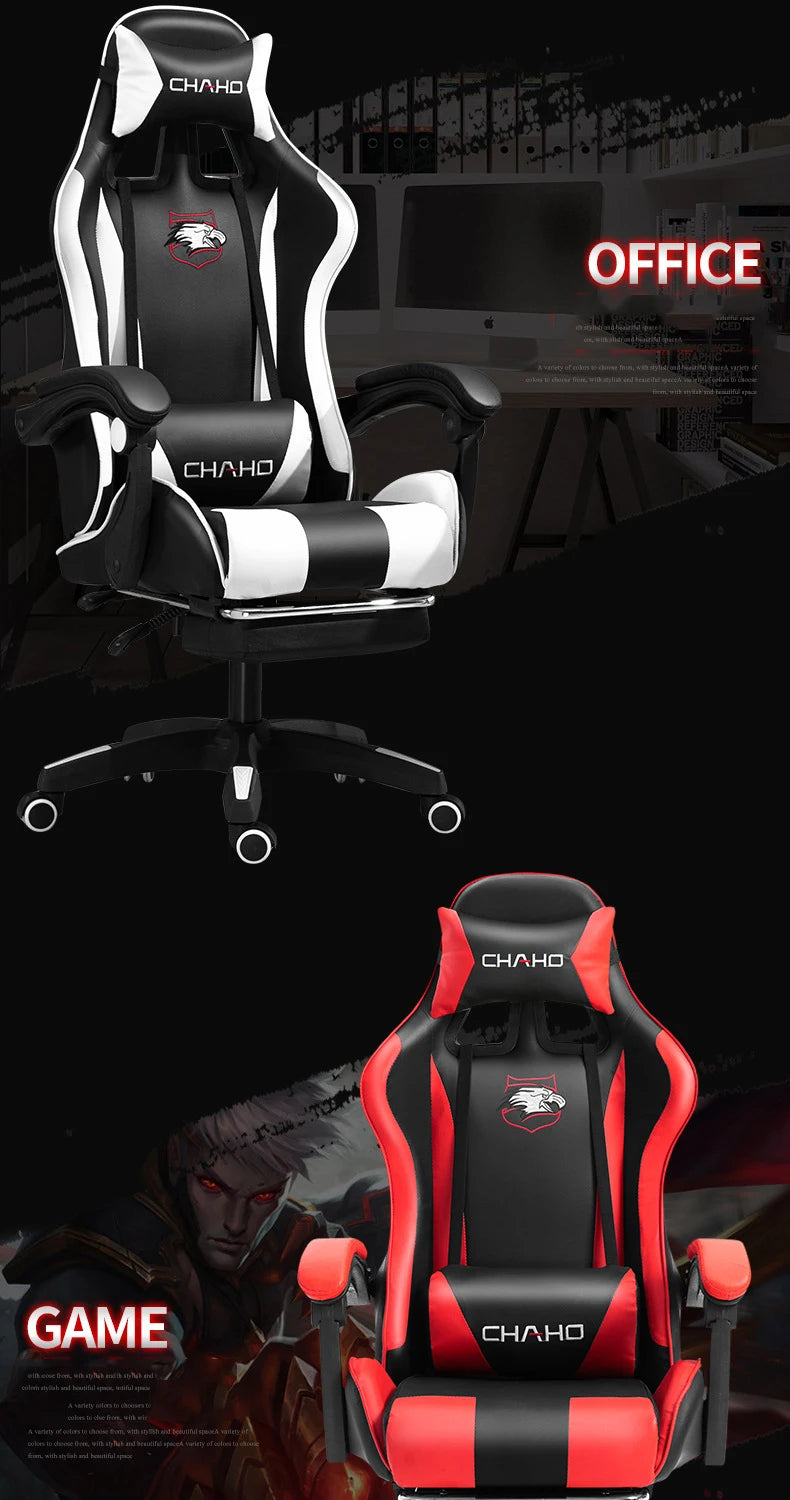 Ergonomic Gaming Chair - PU Leather Office Swivel Chair with RGB, Bluetooth & Footrest