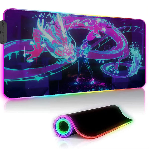 KDA Akali Neon Dragon XXL RGB Gaming Mouse Pad - League of Legends LED Gamer Mat