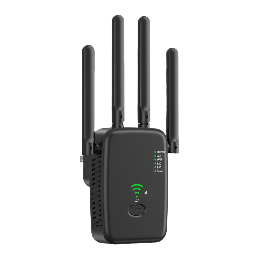 1200Mbps Wireless WiFi Repeater – Dual-Band 2.4G/5G Signal Booster with WPS