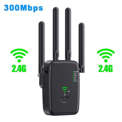 1200Mbps Wireless WiFi Repeater – Dual-Band 2.4G/5G Signal Booster with WPS