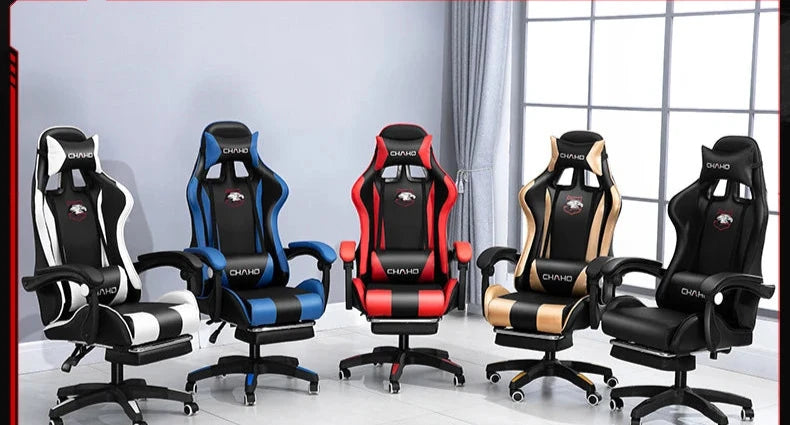 Ergonomic Gaming Chair - PU Leather Office Swivel Chair with RGB, Bluetooth & Footrest